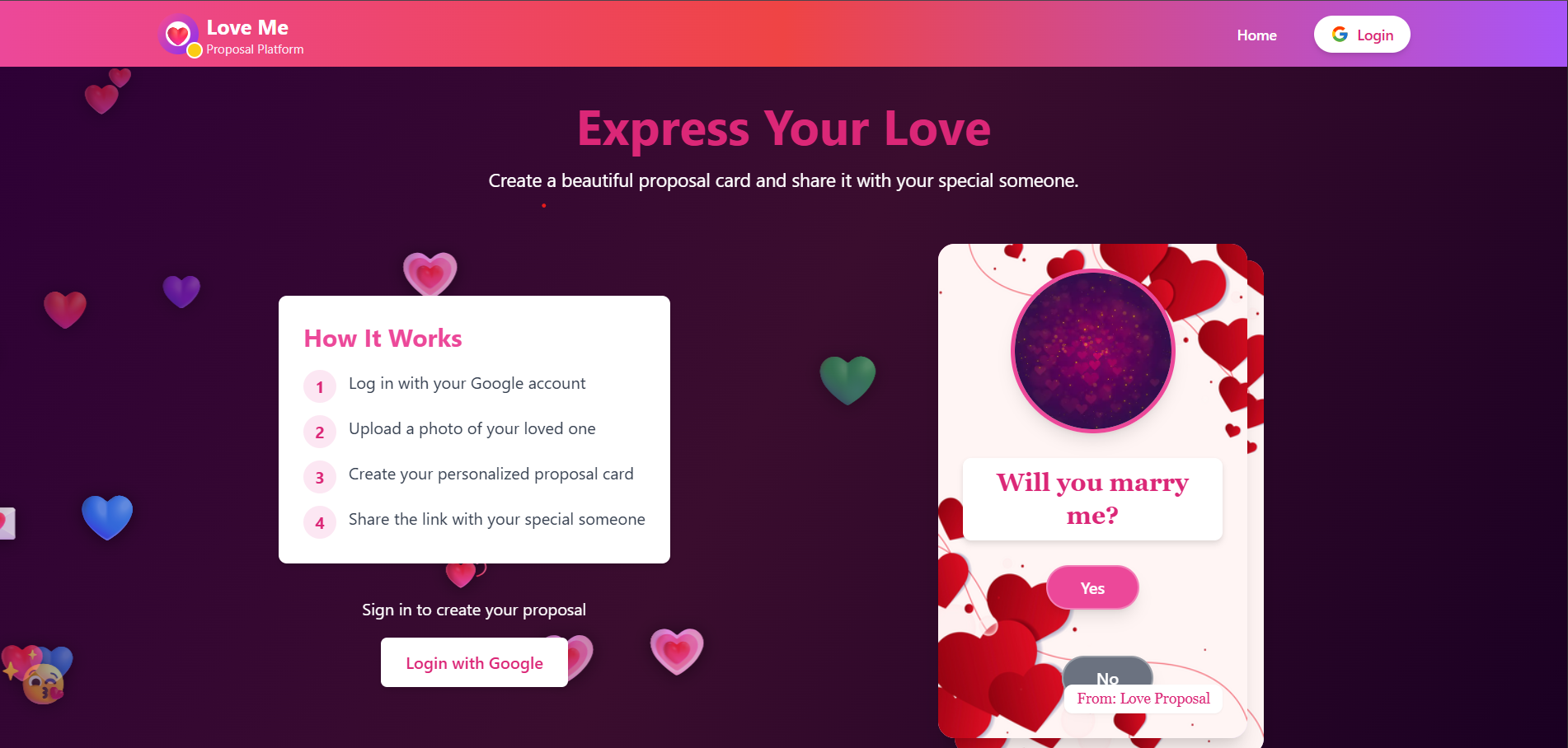 Love Proposal Platform